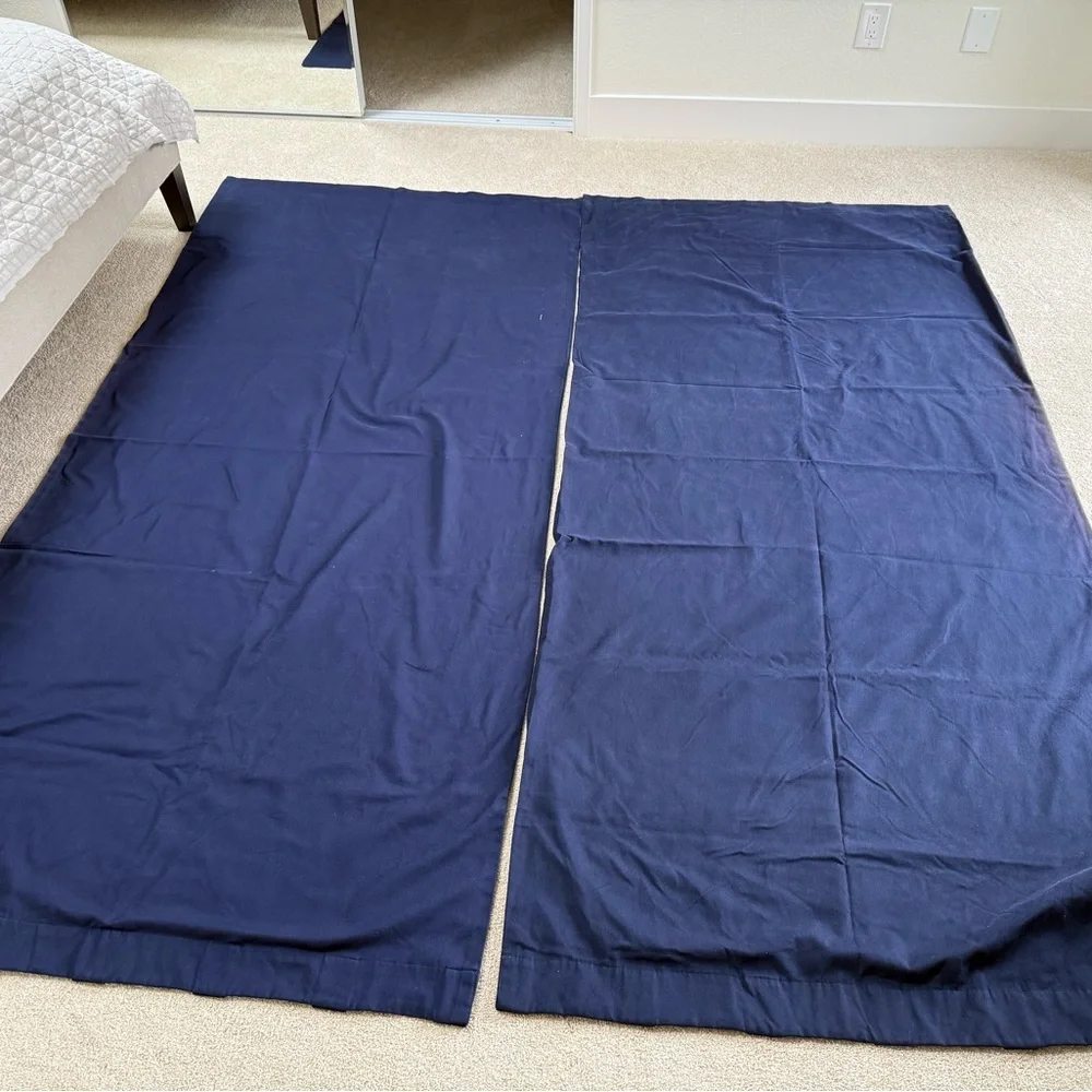 Pottery Barn Kids Quincy Navy Blackout Curtain Panels 44x96 Set of 2